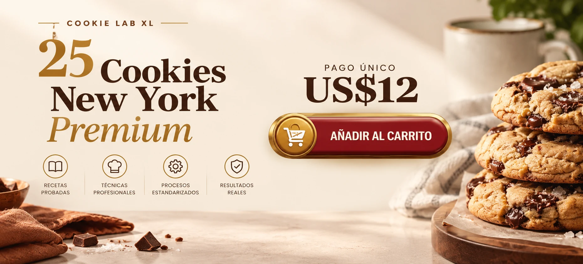 COOKIE LAB XL: 25 Cookies New York Premium, 100 páginas, pago único US$12